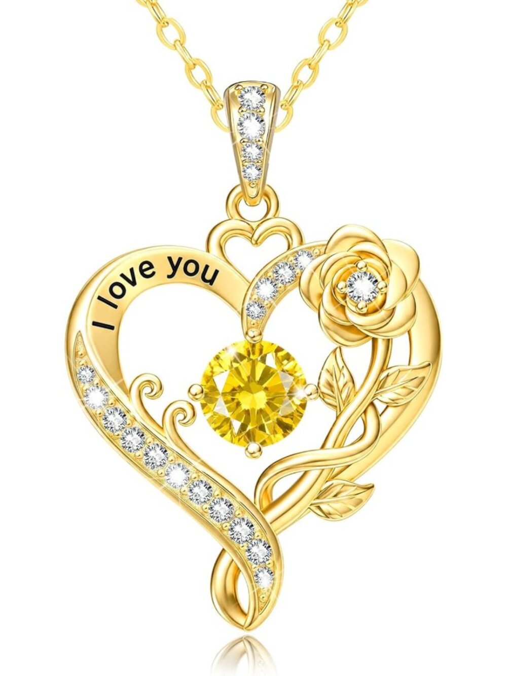 14K Rose Gold Heart Necklace with Birthstone - Elegant Jewelry Gift for Women
